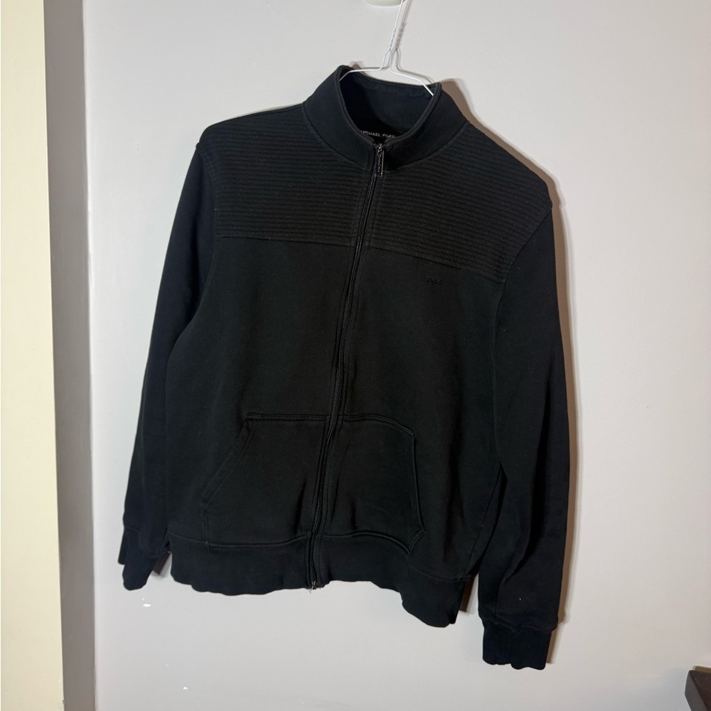 Michael Kors Men's Black Zip-Up Sweater.
